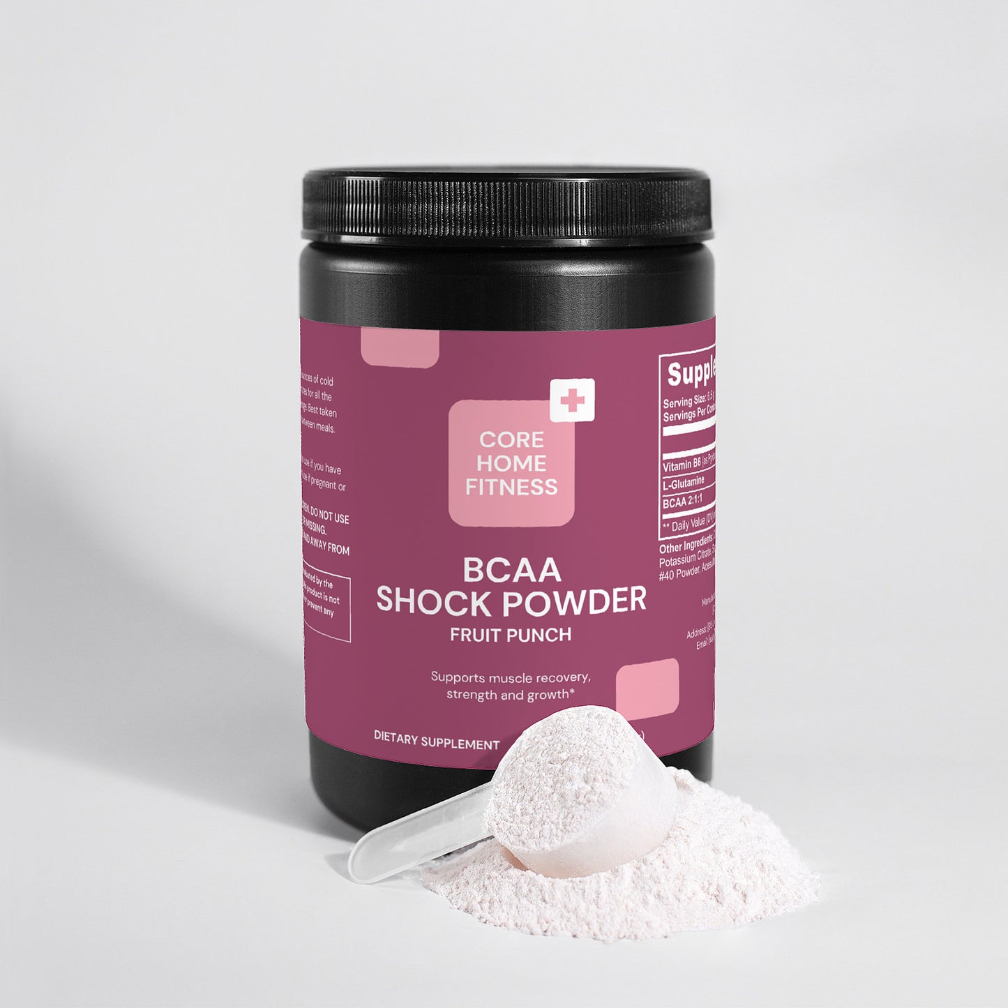 BCAA + Glutamine Powder – Fruit Punch Flavor | 5000mg Aminos for Muscle Recovery, Strength & Hydration