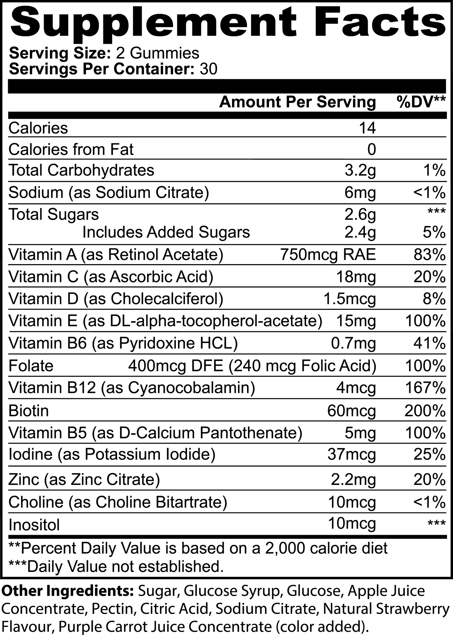 Adult Multivitamin Gummies – Daily Immune, Energy & Wellness Support – Strawberry Flavor – 60 Bear Gummies