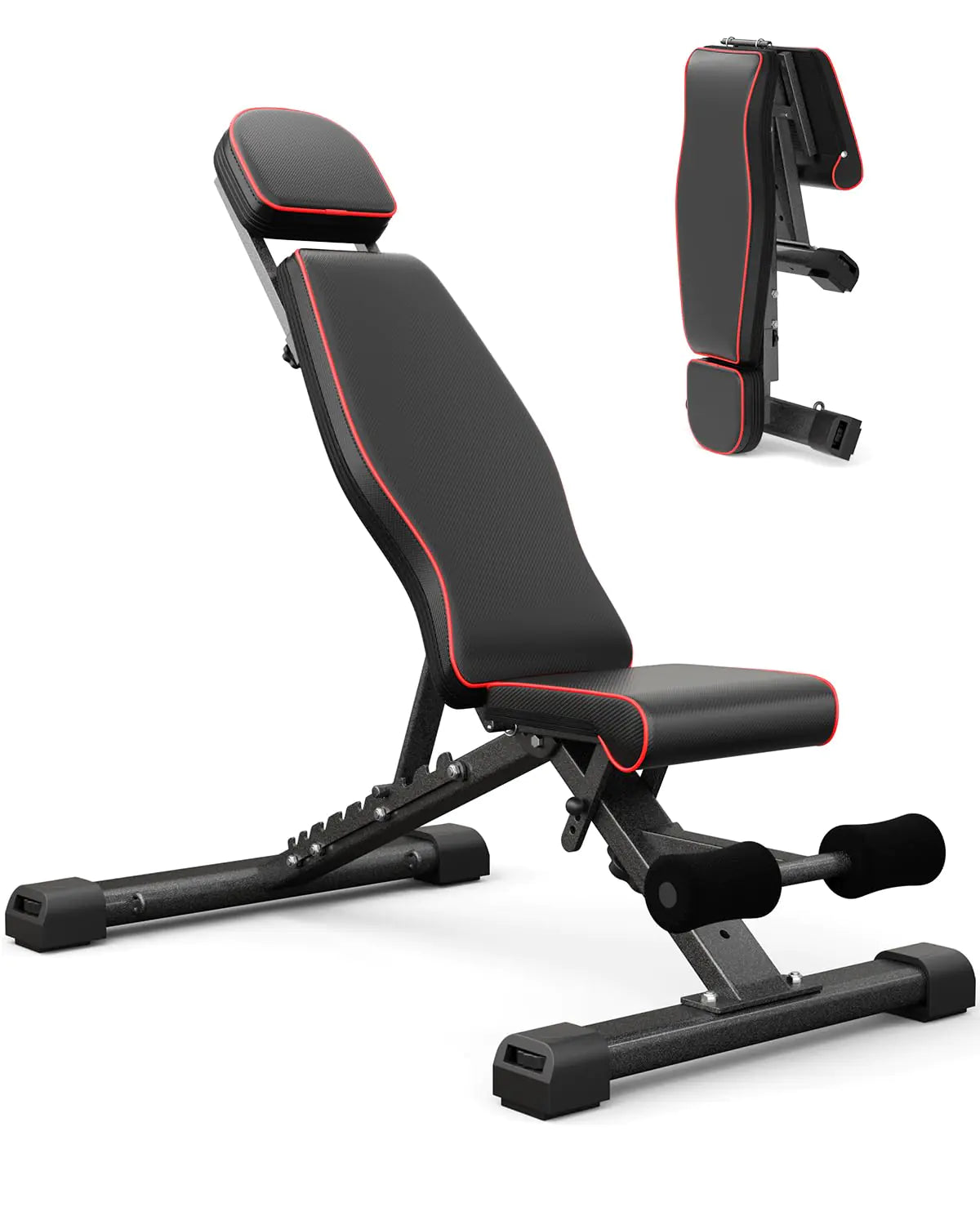 Adjustable Foldable Weight Bench - 880LBS Capacity, Incline/Decline Workout Bench with 90 Degree Folding Design & Head Support Rod