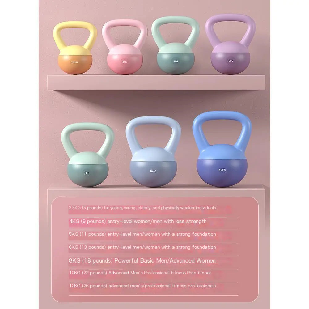 Soft Kettlebell & Dumbbell Set – PVC Vinyl Weights for Home Gym Workouts (4kg–12kg)