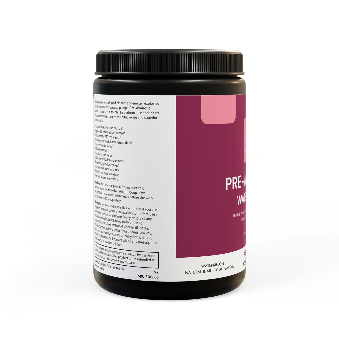Watermelon Pre-Workout Powder – Energy, Focus & Performance Boost | 300g Supplement with B Vitamins, Creatine, Caffeine & Amino Acids