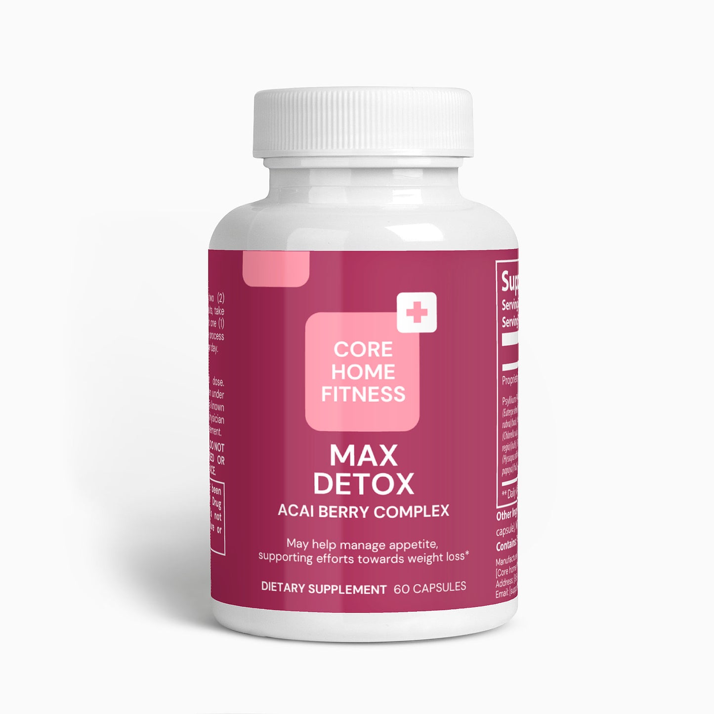 Max Detox – Acai Berry Cleanse & Colon Detox Supplement with Psyllium, Chlorella, Aloe & Ginger – Supports Digestion, Weight Loss & Gut Health – 60 Vegan Capsules