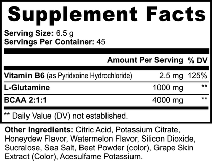 BCAA Powder with Glutamine – Honeydew Watermelon Flavor | 5000mg Aminos for Muscle Recovery, Endurance & Hydration