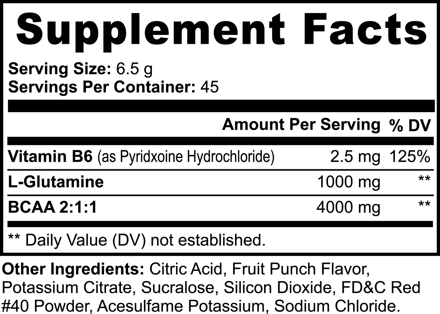 BCAA + Glutamine Powder – Fruit Punch Flavor | 5000mg Aminos for Muscle Recovery, Strength & Hydration