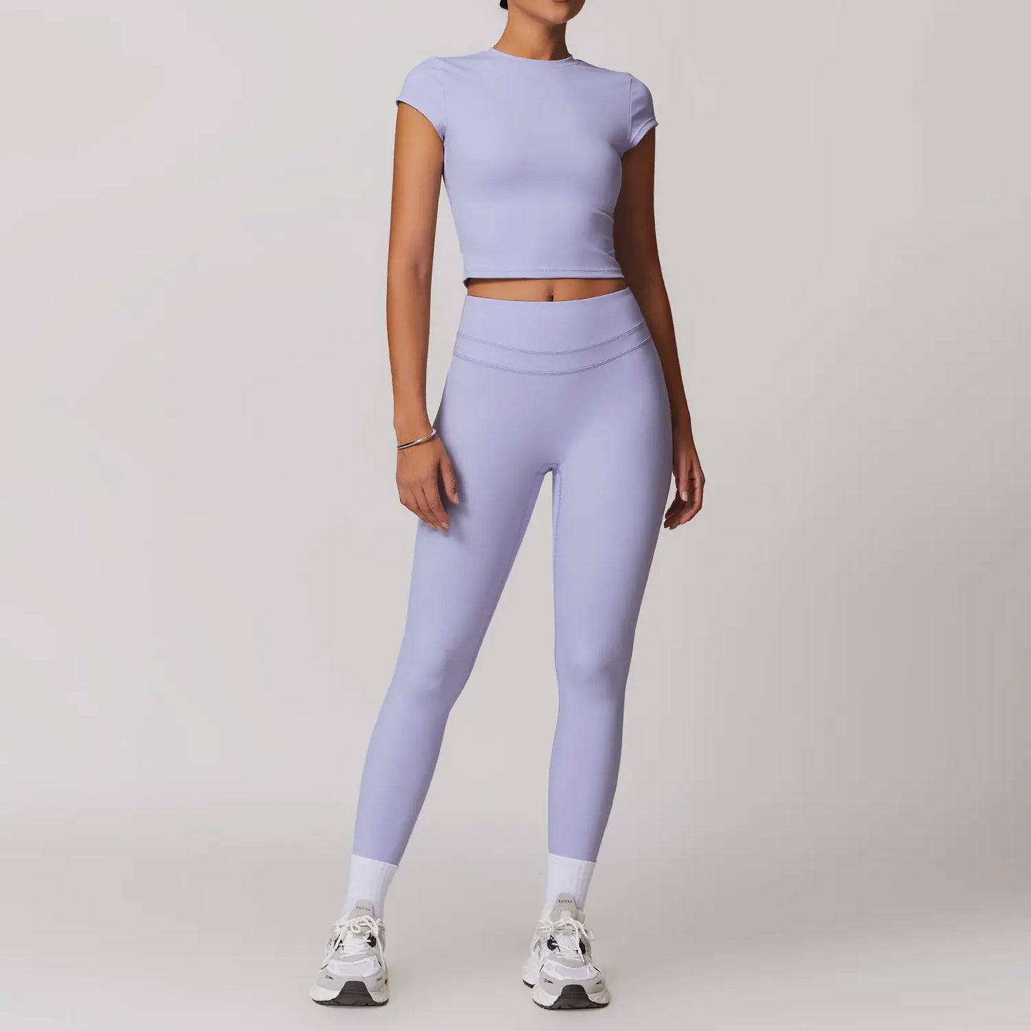 High Waist Yoga Leggings & Workout Top Set - 2 Piece Stretchy Gym Outfit for Women