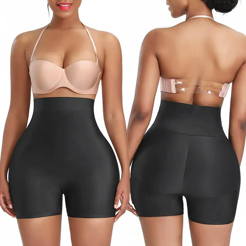 Women's Body Shaping Workout Shorts - High Waist Beige Compression Shorts for Tummy Control & Training