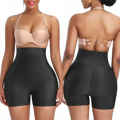 Women's Body Shaping Workout Shorts - High Waist Beige Compression Shorts for Tummy Control & Training
