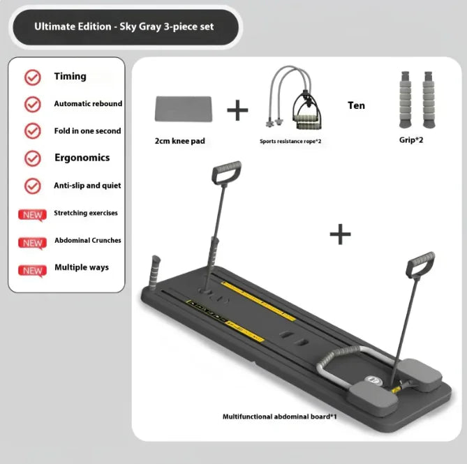 Pilates Board, Multi Purpose Compact Pilates Reformer Set For Home Fitness
