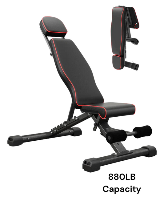 Adjustable foldable weight bench with 880lbs capacity and head support rod