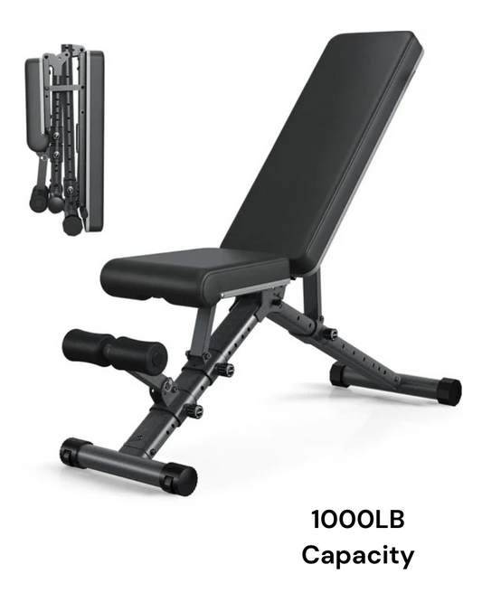 Adjustable foldable weight bench with 1000lbs capacity for strength training