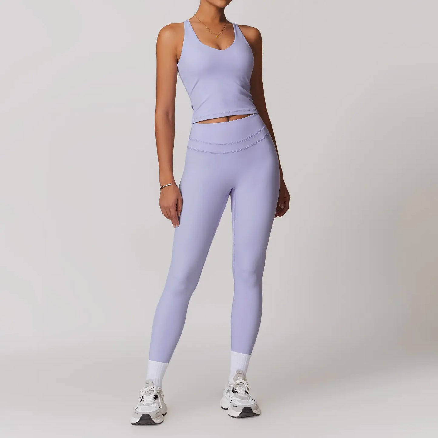 High Waist Yoga Leggings & Workout Top Set - 2 Piece Stretchy Gym Outfit for Women