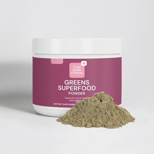 Plant-based greens superfood powder with spirulina, beetroot, turmeric, and fruit extracts for energy and wellness