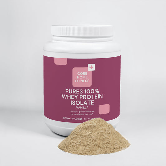 Pure3 Vanilla Whey Protein Isolate powder for muscle recovery and lean muscle growth