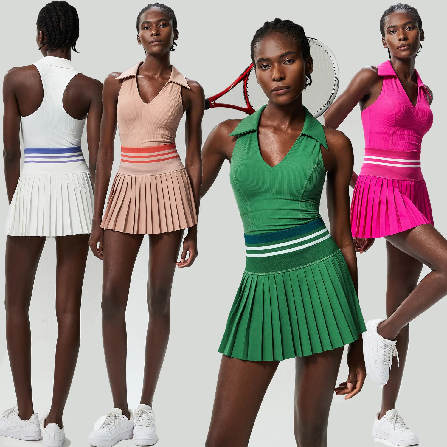 High waist pleated skirt detail on golf athletic dress